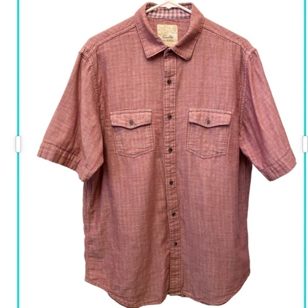TASSO ELBA Island Button Front Short Sleeve Shirt